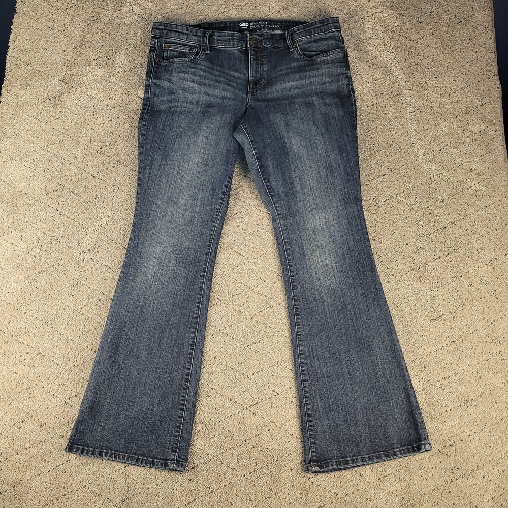Gap Jeans Womens 16 Blue Baby Boot Whisker Dark‎ Wash Mid Rise Stretch Bootcut